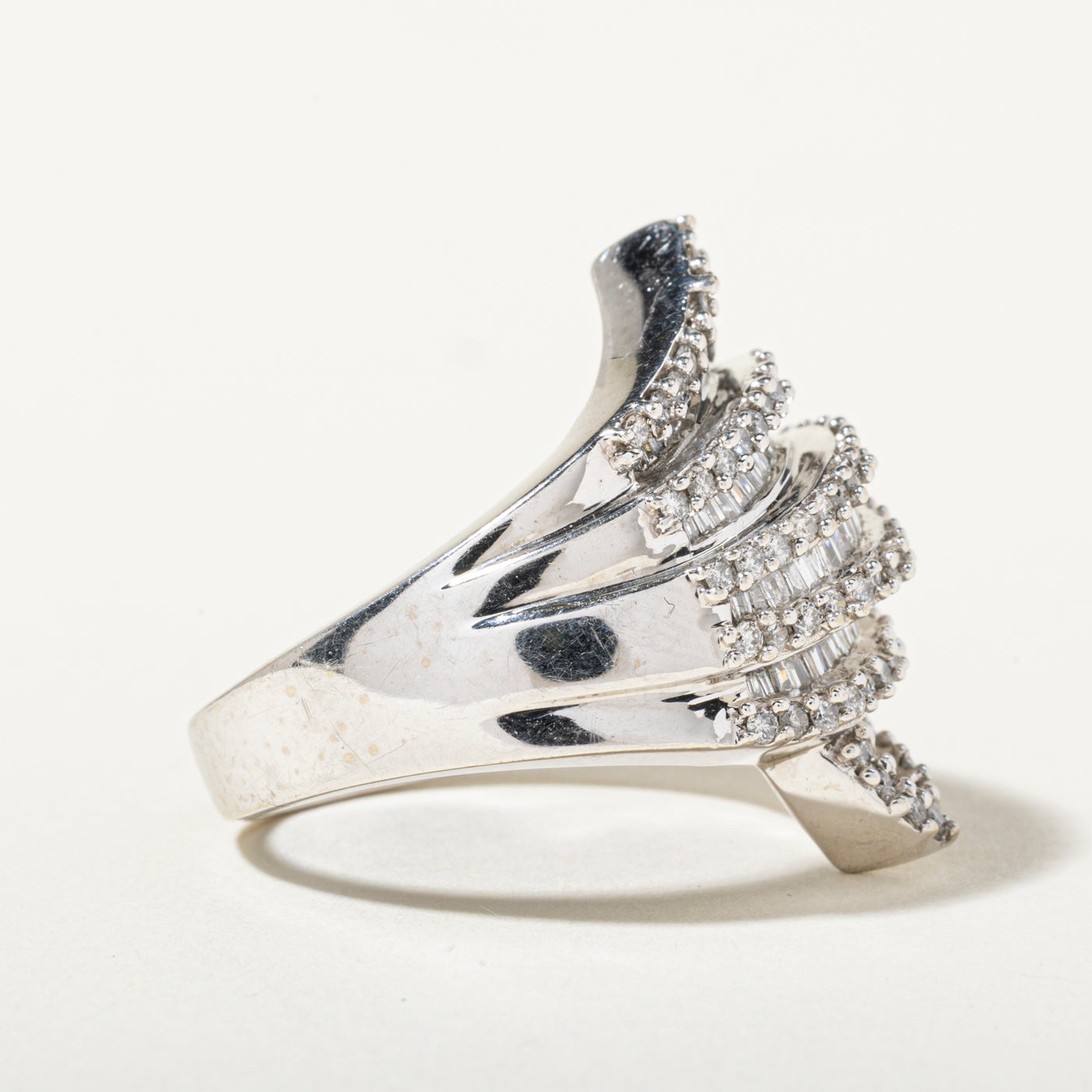 14k Multi Row Diamond Crossover Ring | 1.43ctw | SZ 7.75