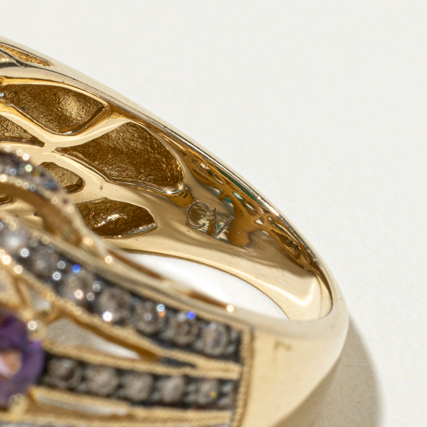 14k Multi-Gemstone & Diamond Scrollwork Cocktail Ring | 1.27ctw | SZ 7