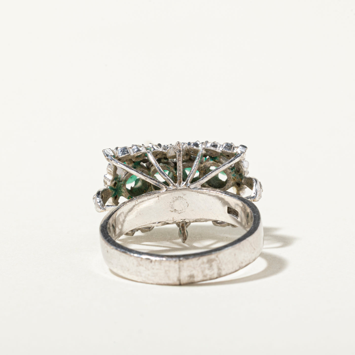 18k Four Stone Emerald & Diamond Cocktail Ring | 0.69ctw, 0.35ctw | SZ 6.25