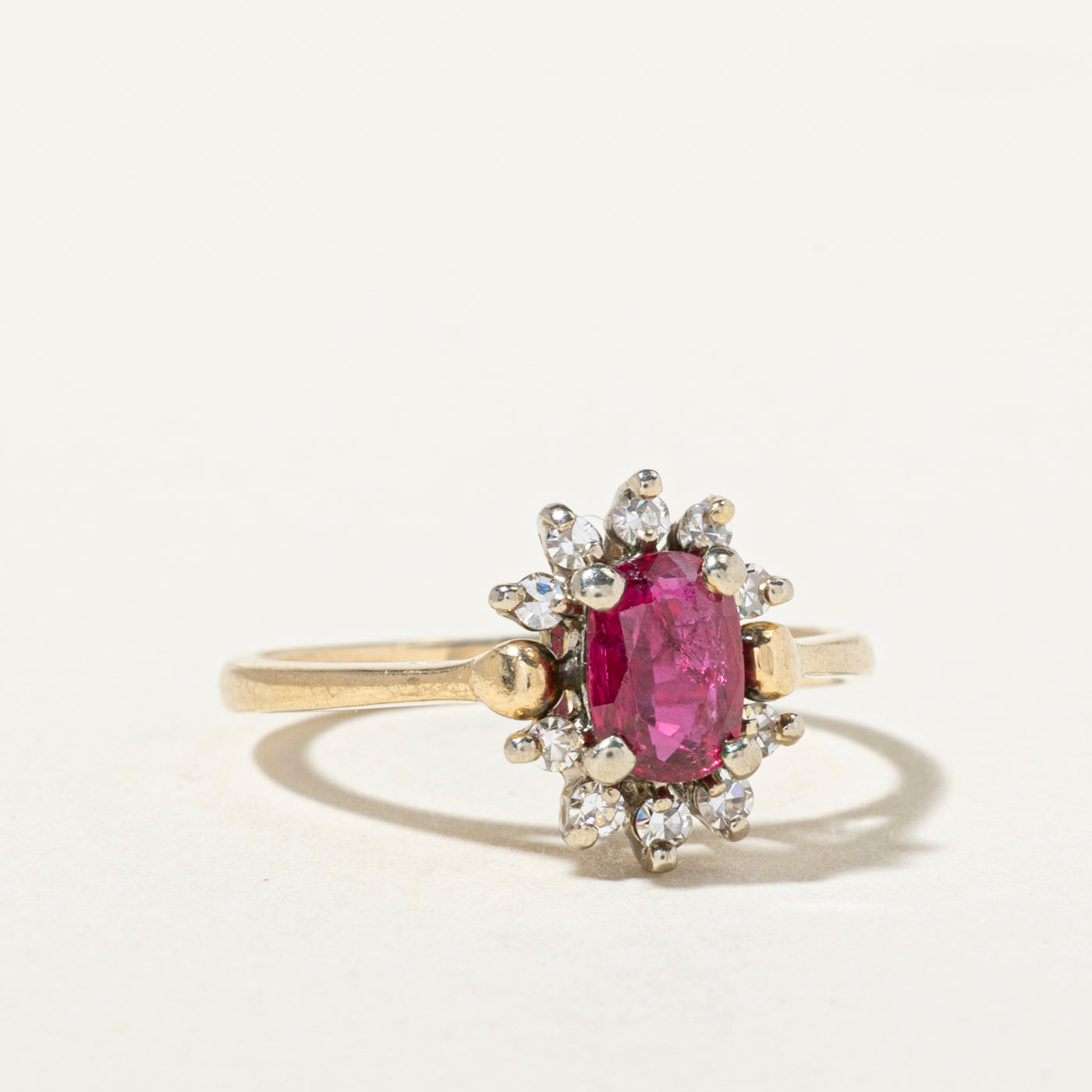 14k Ruby & Diamond Petal Ring | 0.53ct, 0.15ctw | SZ 4.75