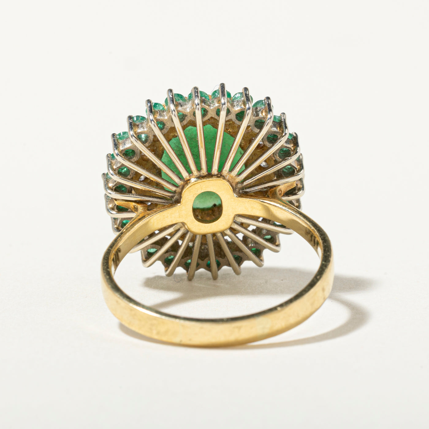 18k Jadeite, Emerald & Diamond Halo Ring | 0.70ctw, 0.46ctw | SZ 8.75