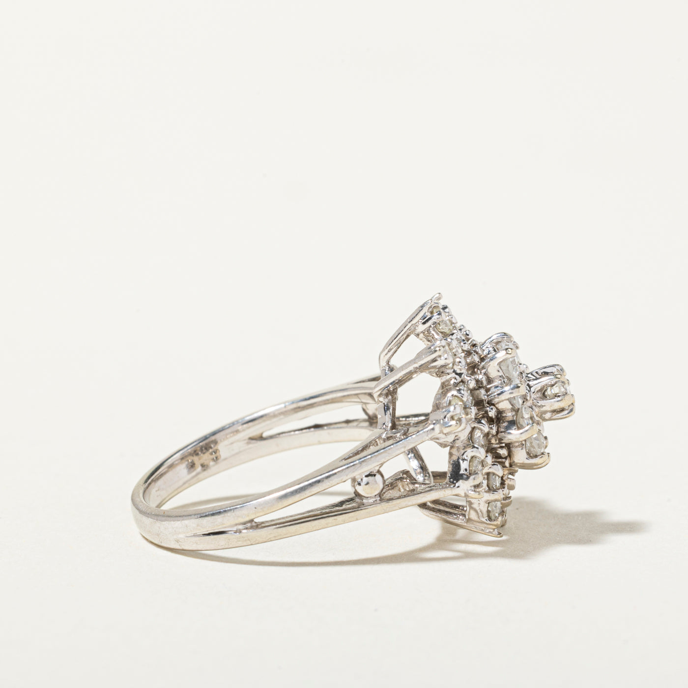14k Diamond Spiral Cluster Ring | 0.84ctw | SZ 6