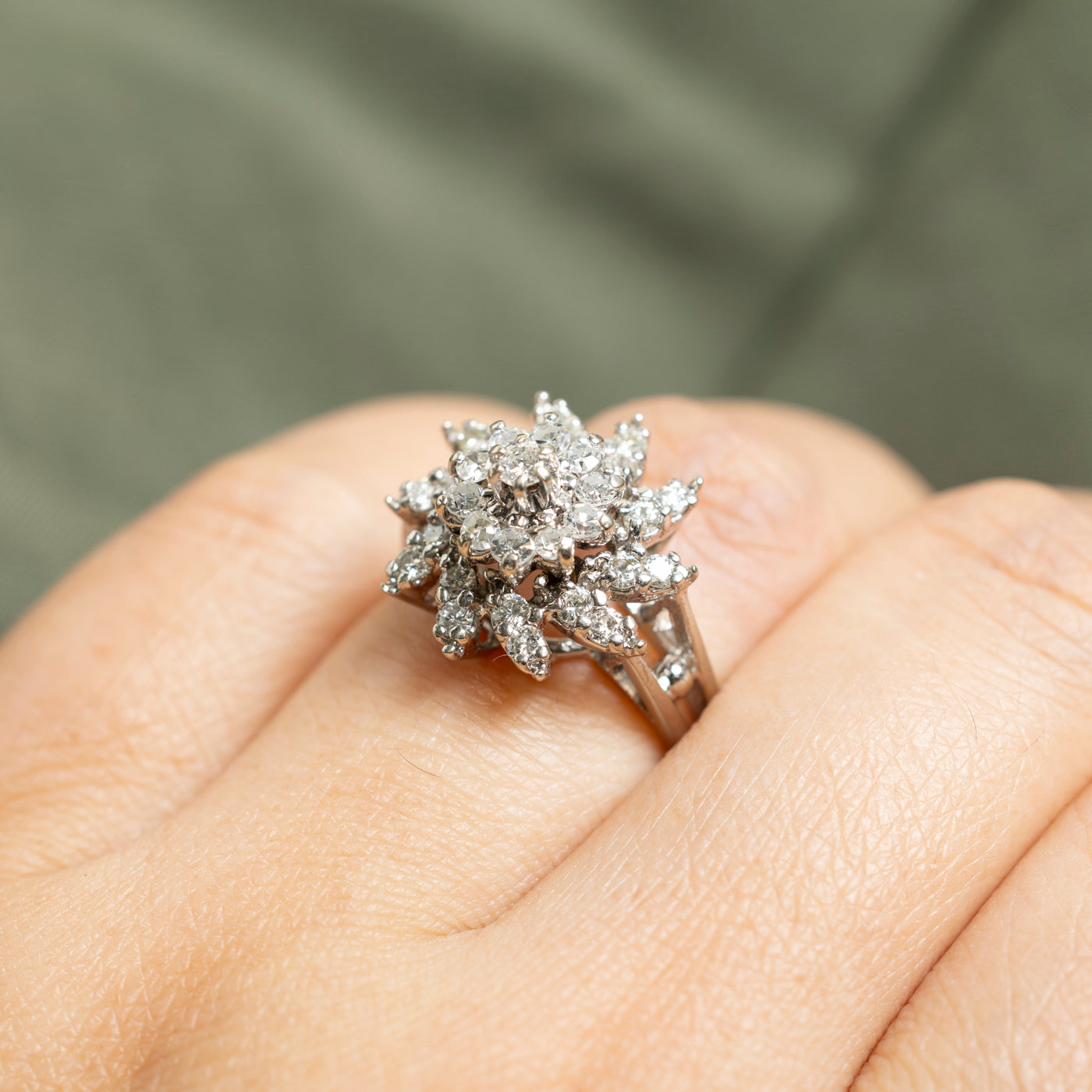 14k Diamond Spiral Cluster Ring | 0.84ctw | SZ 6