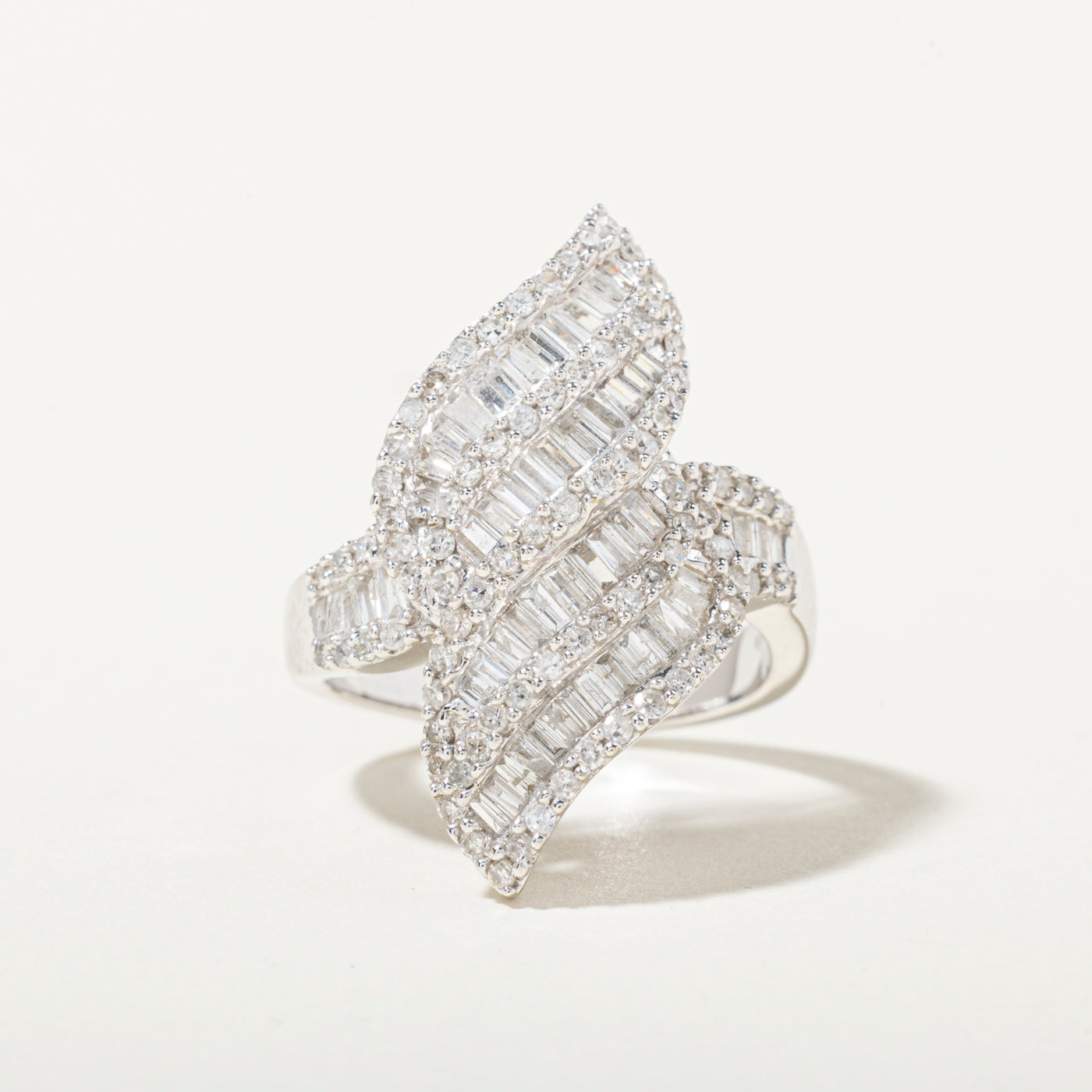 14k Diamond Crossover Cluster Ring | 1.96ctw | SZ 8