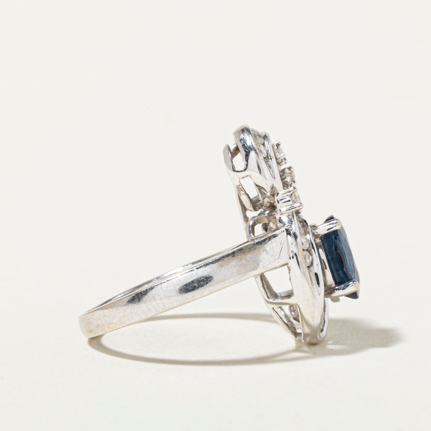 14k Sapphire & Diamond Waterfall Abstract Cocktail Ring | 1.45ct, 0.42ctw | SZ 5.75