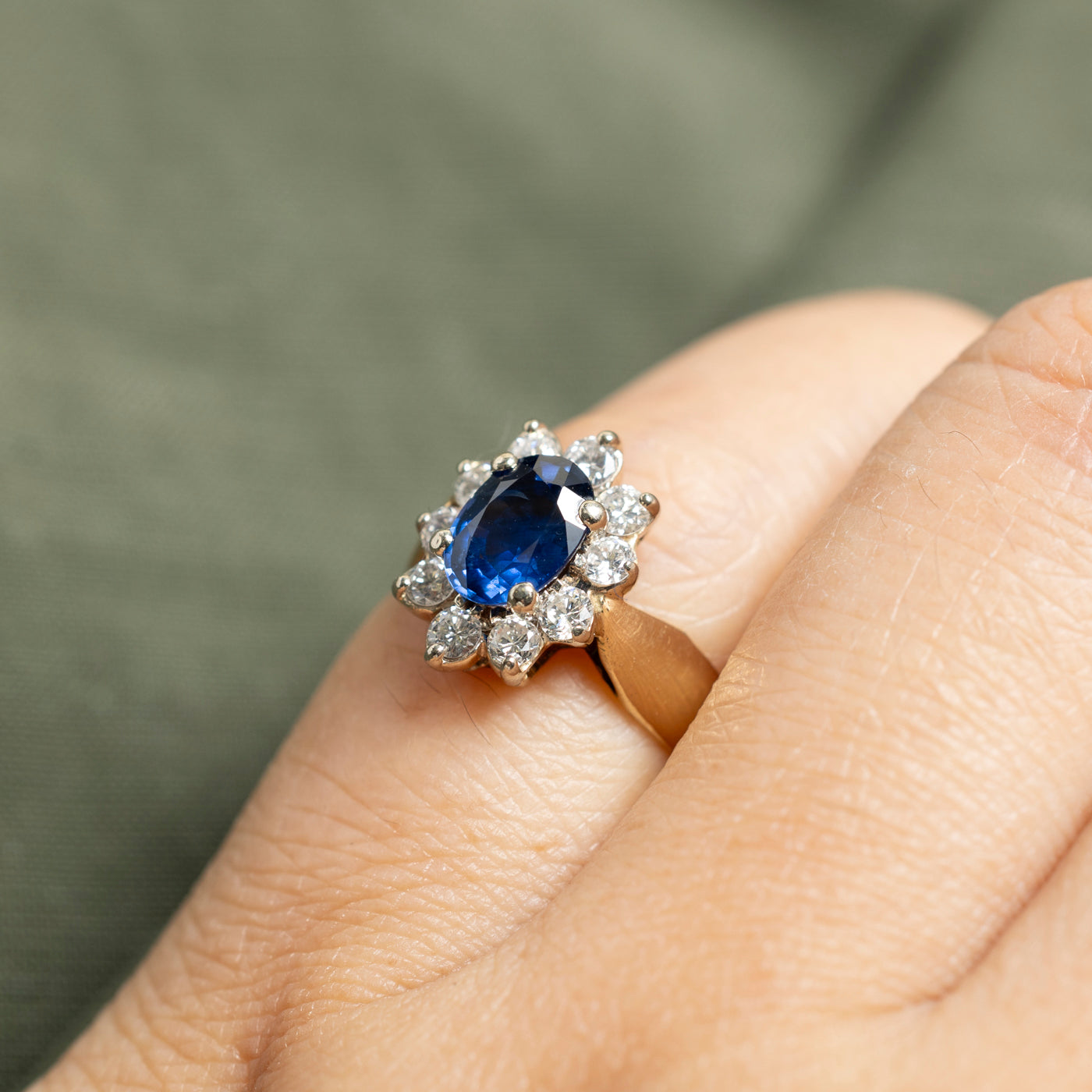 14k Sapphire & Diamond Petal Halo Ring | 1.07ct, 0.38ctw | SZ 4