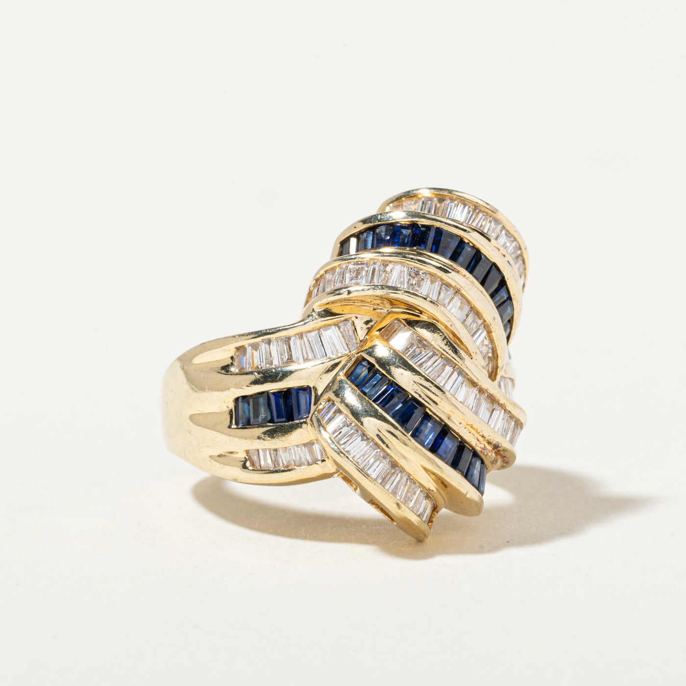 14k Sapphire & Diamond Abstract Knot Ring | 0.87ctw, 1.19ctw | SZ 7.75