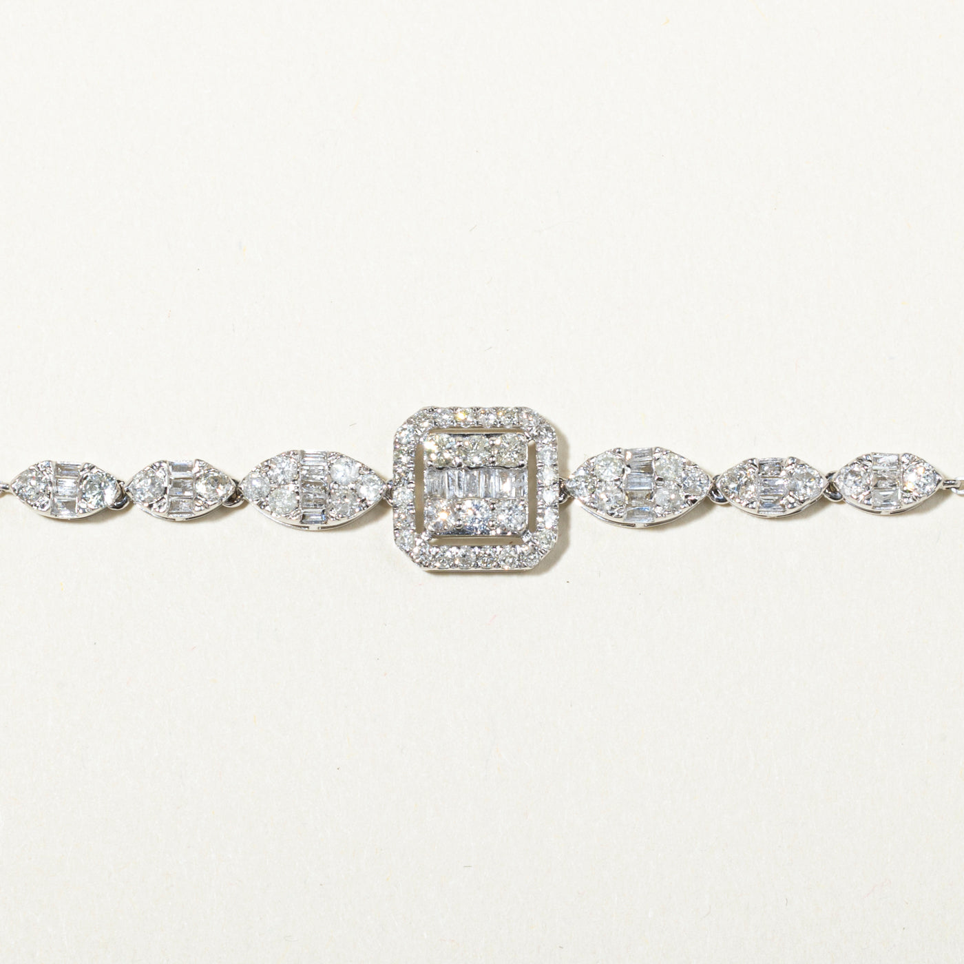 18k Diamond Marquise & Soft Square Adjustable Bracelet | 1.41ctw | 6"
