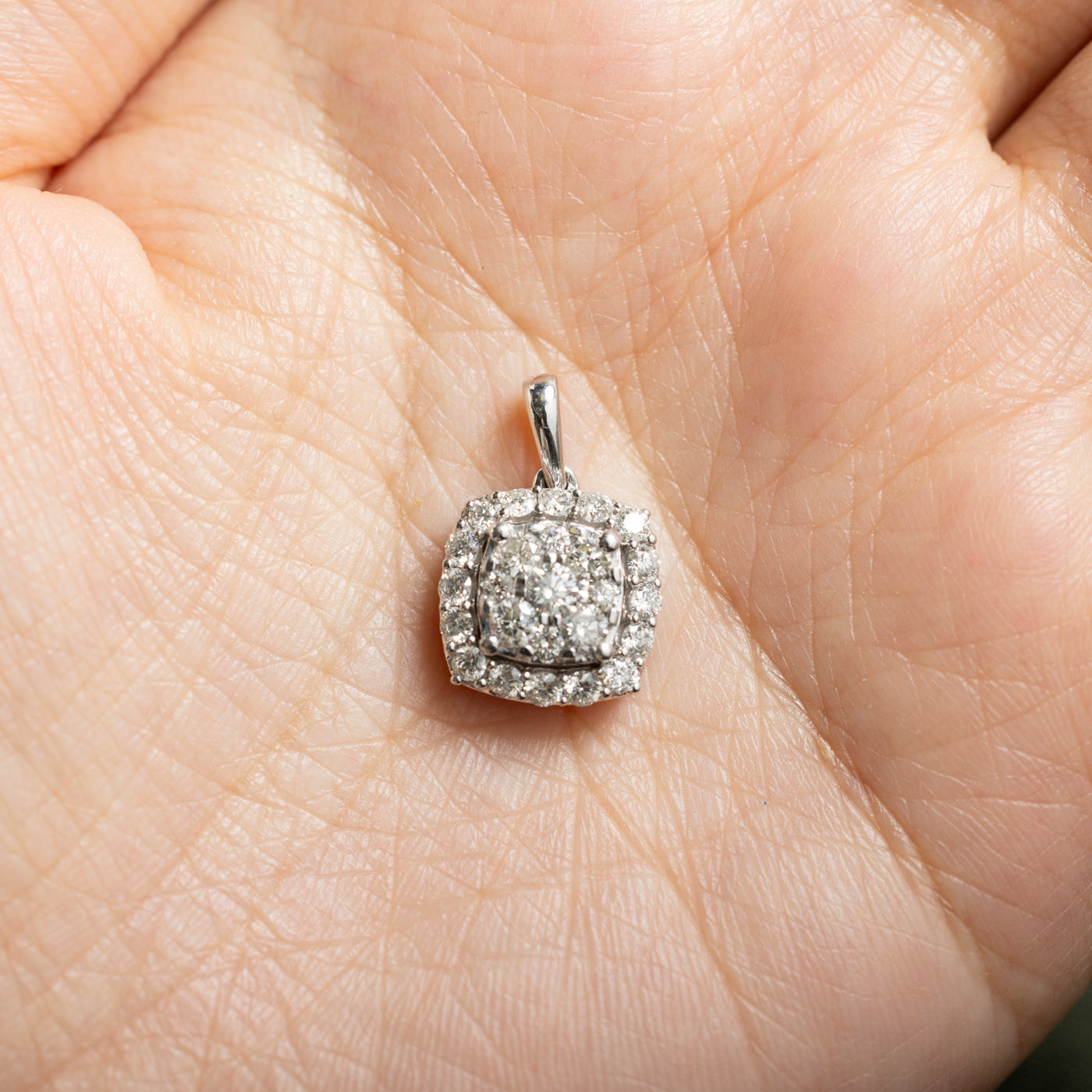 10k Diamond Cluster Soft Square Pendant | 1.09ctw