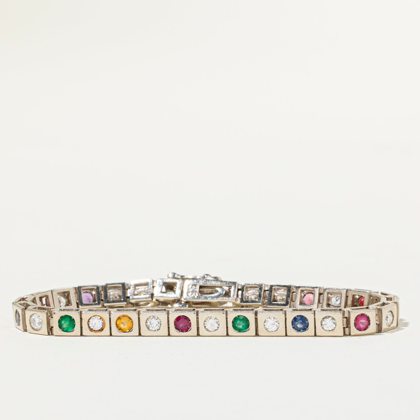 14k Rainbow Multi-Gemstone & Diamond Bracelet | 1.28ctw, 1.75ctw