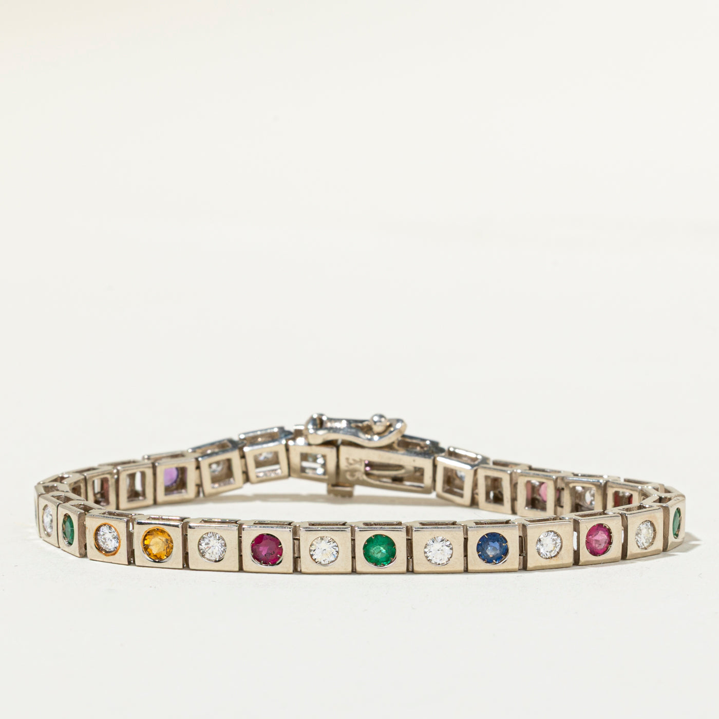 14k Rainbow Multi-Gemstone & Diamond Bracelet | 1.28ctw, 1.75ctw