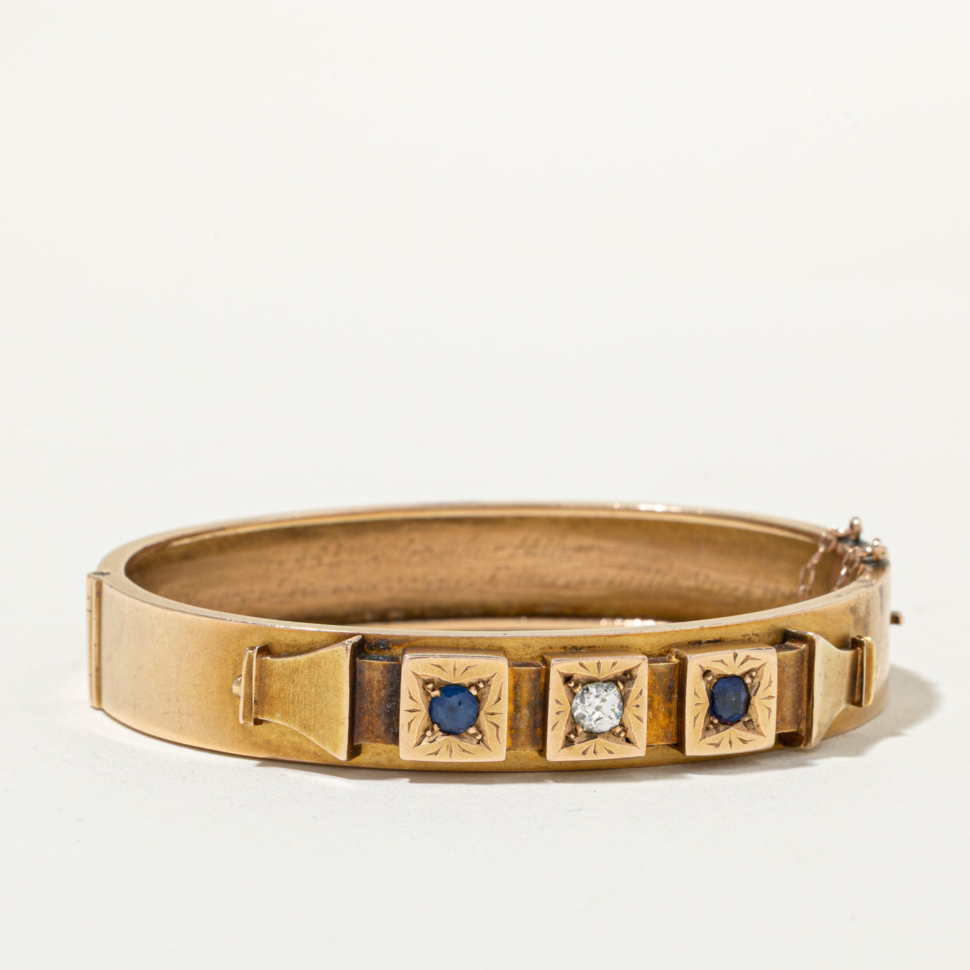 18k Sapphire & Diamond Buckle Bangle | 0.35ctw, 0.22ct | 7"