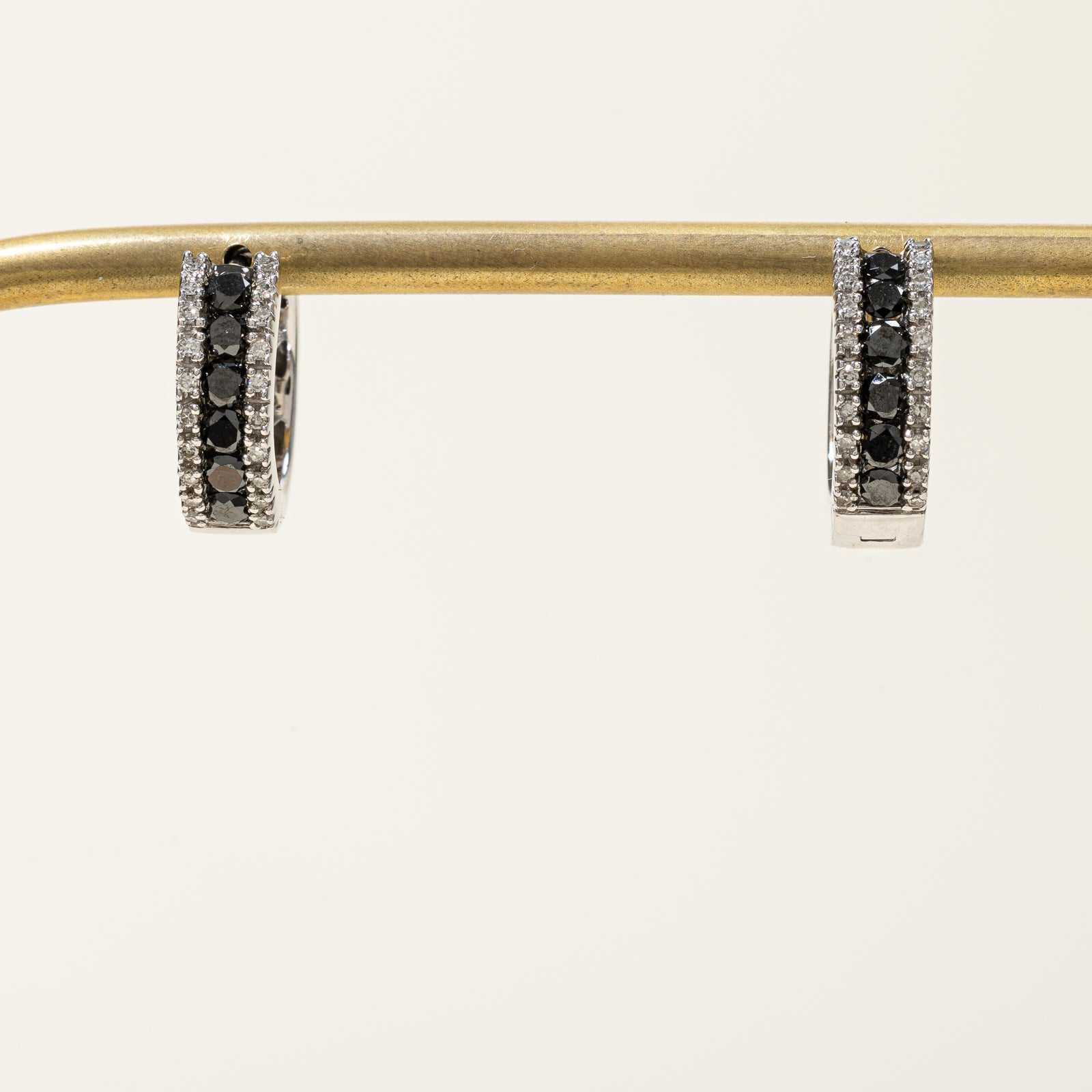 Diamond & Black Diamond Hoop Earrings | 0.20ctw, 0.66ctw |