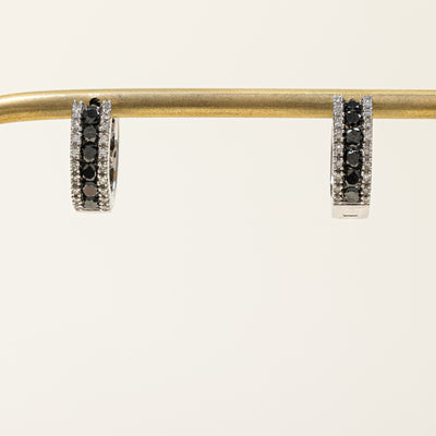 Diamond & Black Diamond Hoop Earrings | 0.20ctw, 0.66ctw |