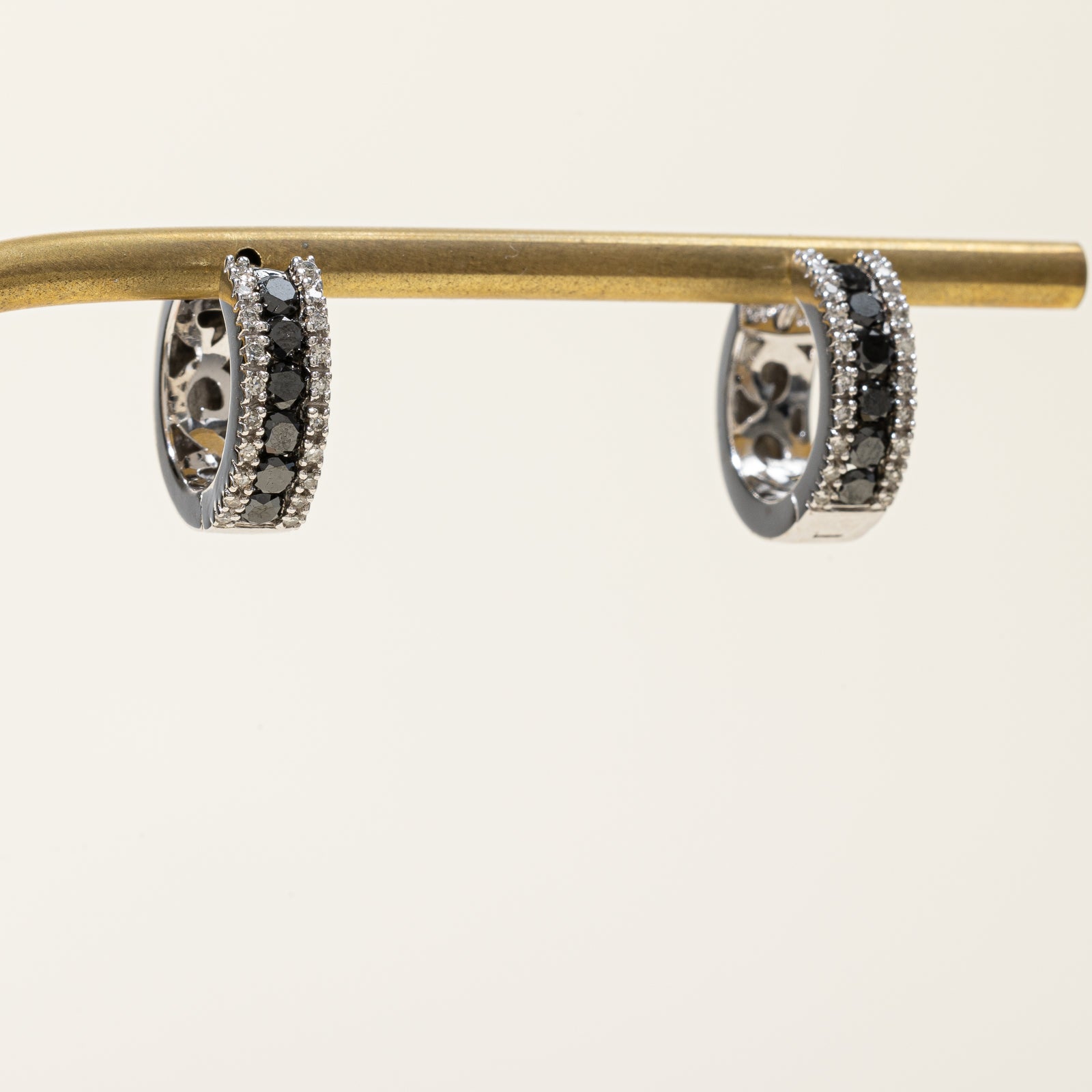 Diamond & Black Diamond Hoop Earrings | 0.20ctw, 0.66ctw |