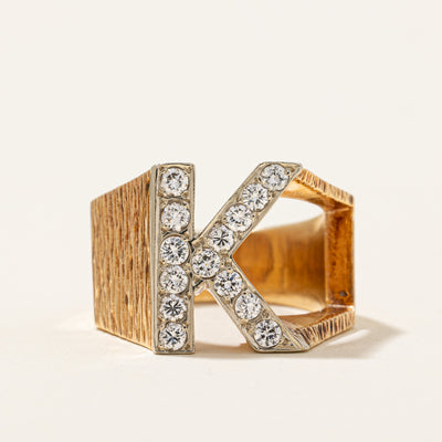 Diamond 'K' Initial Ring | 0.42ctw | SZ 4 |