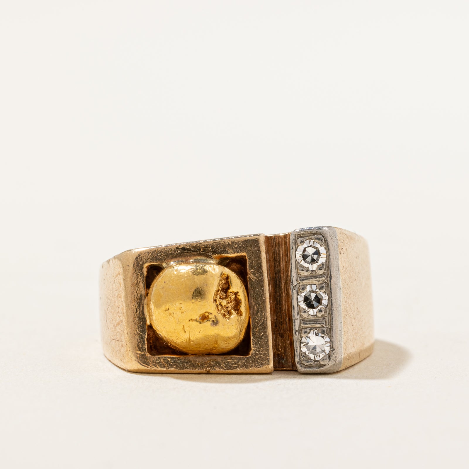 Gold Nugget Diamond Cocktail Ring | 0.10ctw | SZ 4 |