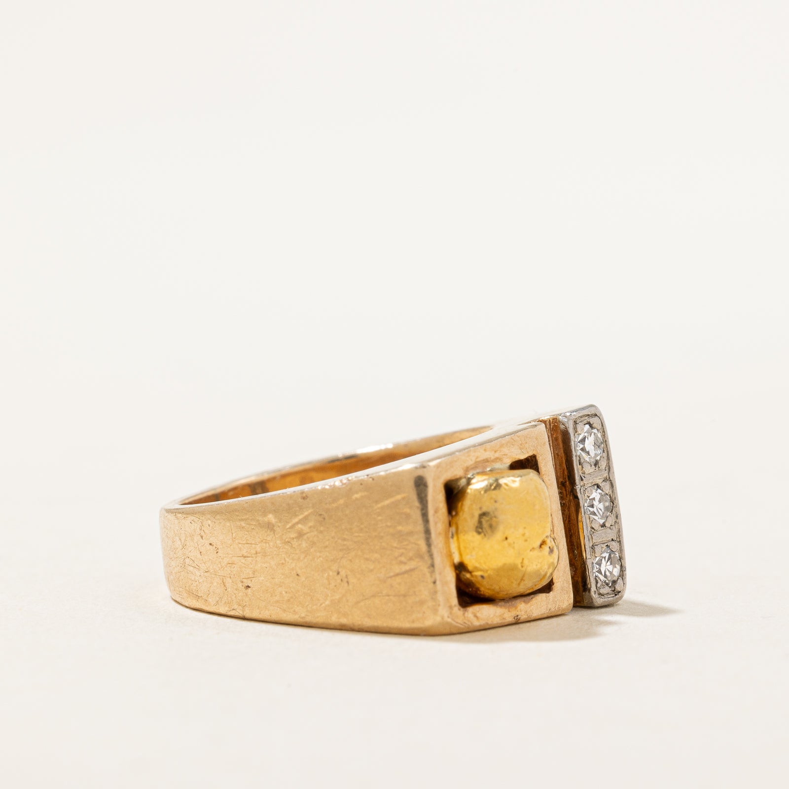 Gold Nugget Diamond Cocktail Ring | 0.10ctw | SZ 4 |