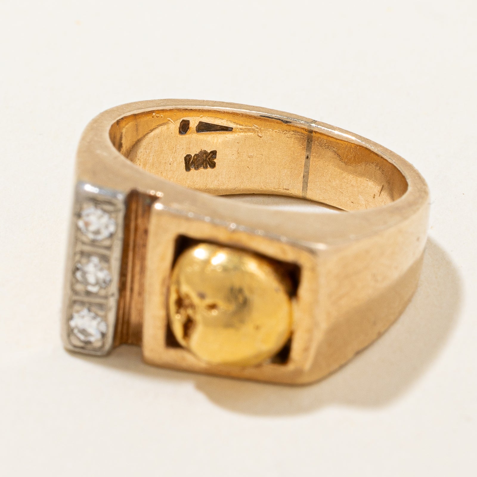 Gold Nugget Diamond Cocktail Ring | 0.10ctw | SZ 4 |