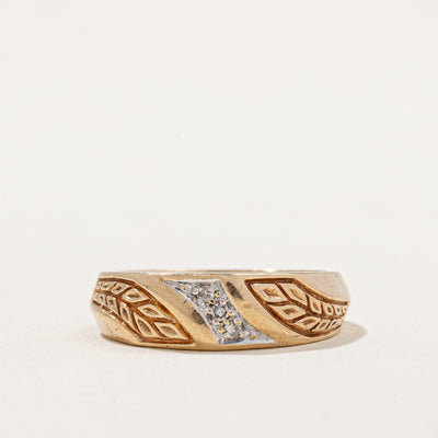Three Stone Diamond Leaf Design Band | 0.04ctw | SZ 6.75 |