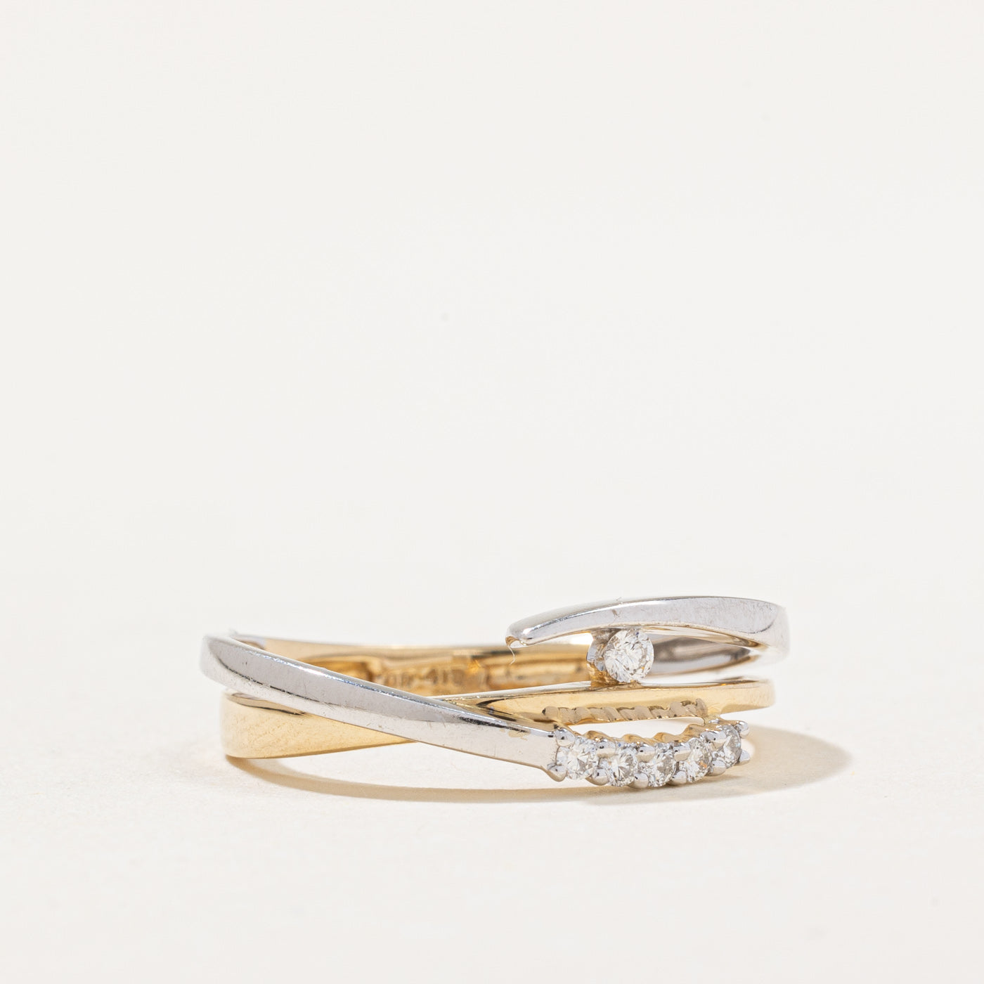 Two Tone Gold Tension Set Diamond Ring | 0.10ctw | SZ 6.5 |