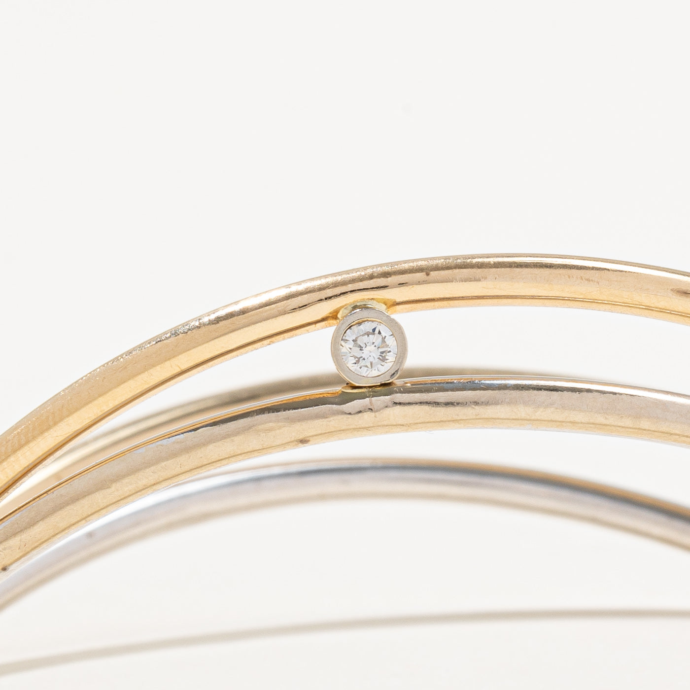 Two Tone Gold Diamond Curved Bangle | 0.16ct | 9" |