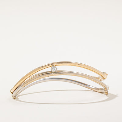 Two Tone Gold Diamond Curved Bangle | 0.16ct | 9