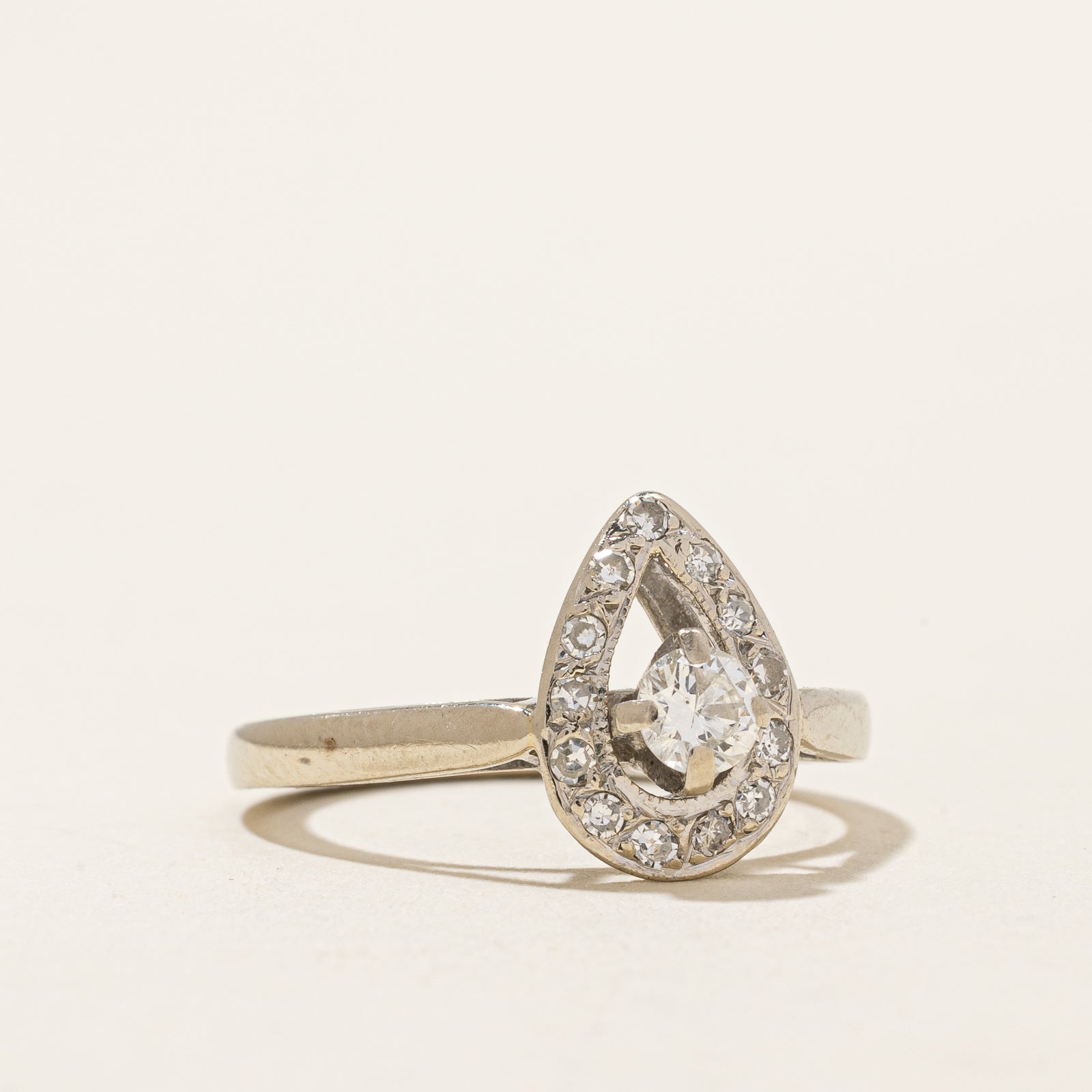 Bague en forme de poire avec diamant | 0,33 ct | Taille 4,75 | 