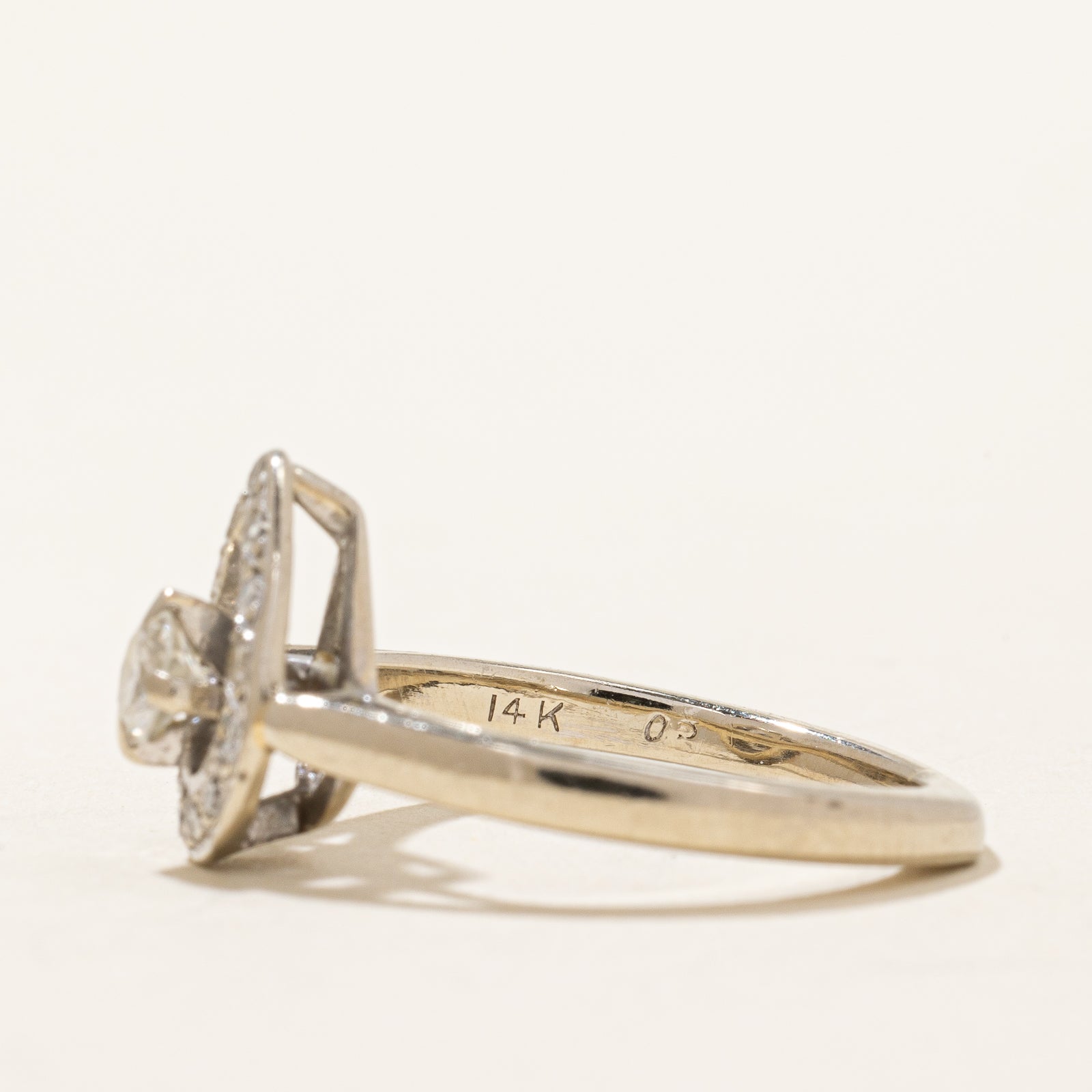 Bague en forme de poire avec diamant | 0,33 ct | Taille 4,75 | 