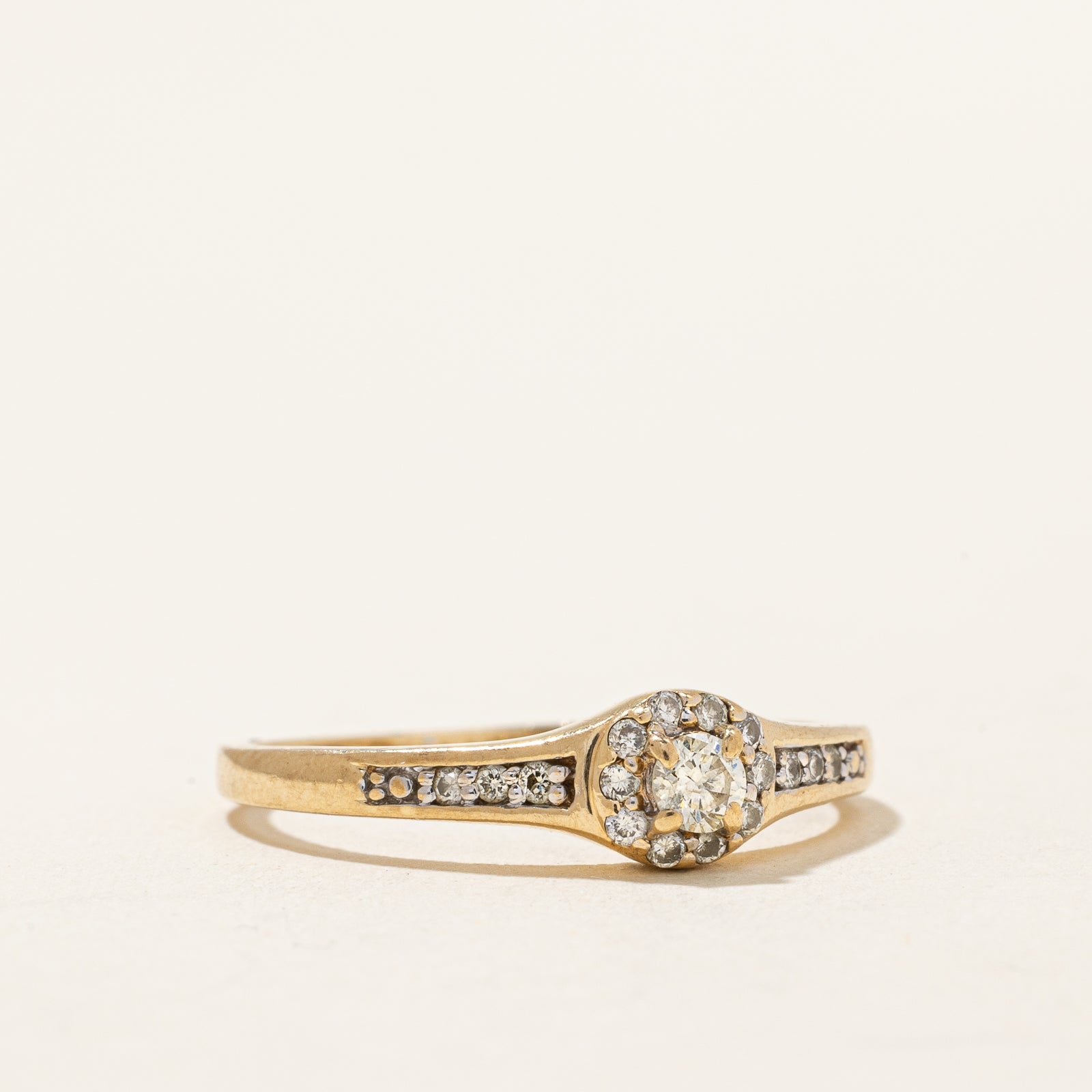 Bague halo diamant | 0,20 ct | Taille 6,5 | 