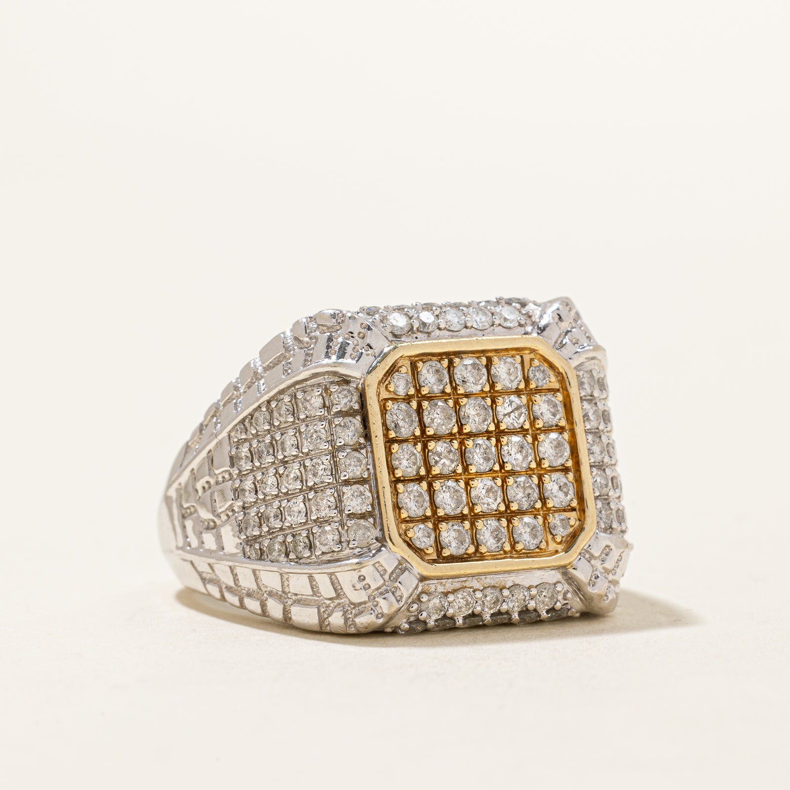 Diamond Grid Signet Ring | 1.38ctw | SZ 10 |