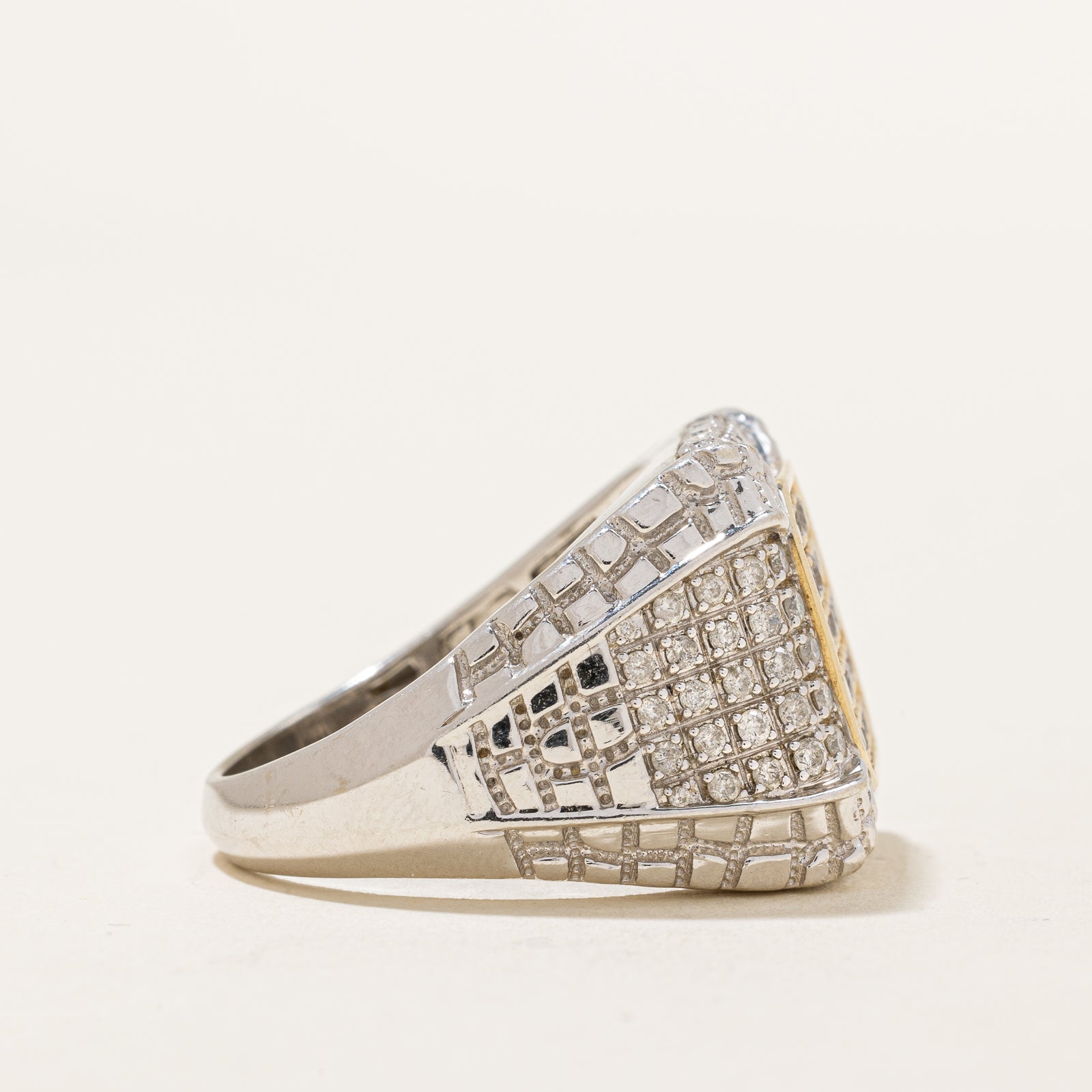 Diamond Grid Signet Ring | 1.38ctw | SZ 10 |