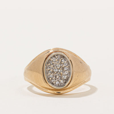 Pave Set Diamond Signet Ring | 0.10ctw | SZ 9.5 |