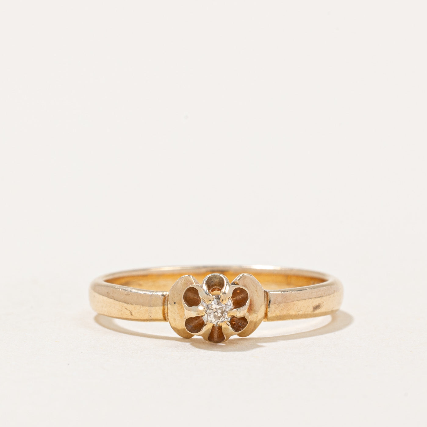 Belcher Set Old Mine Cut Diamond Ring | 0.06ct | SZ 5.5 |
