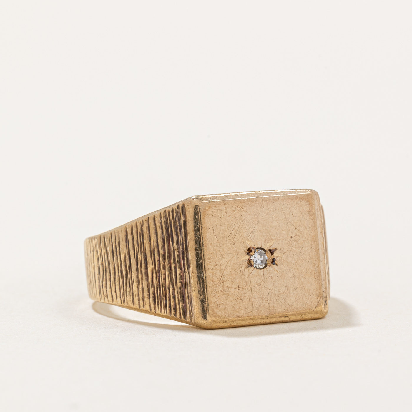 1977 London Starburst Diamond Signet Ring | 0.02ct | SZ 10.5 |