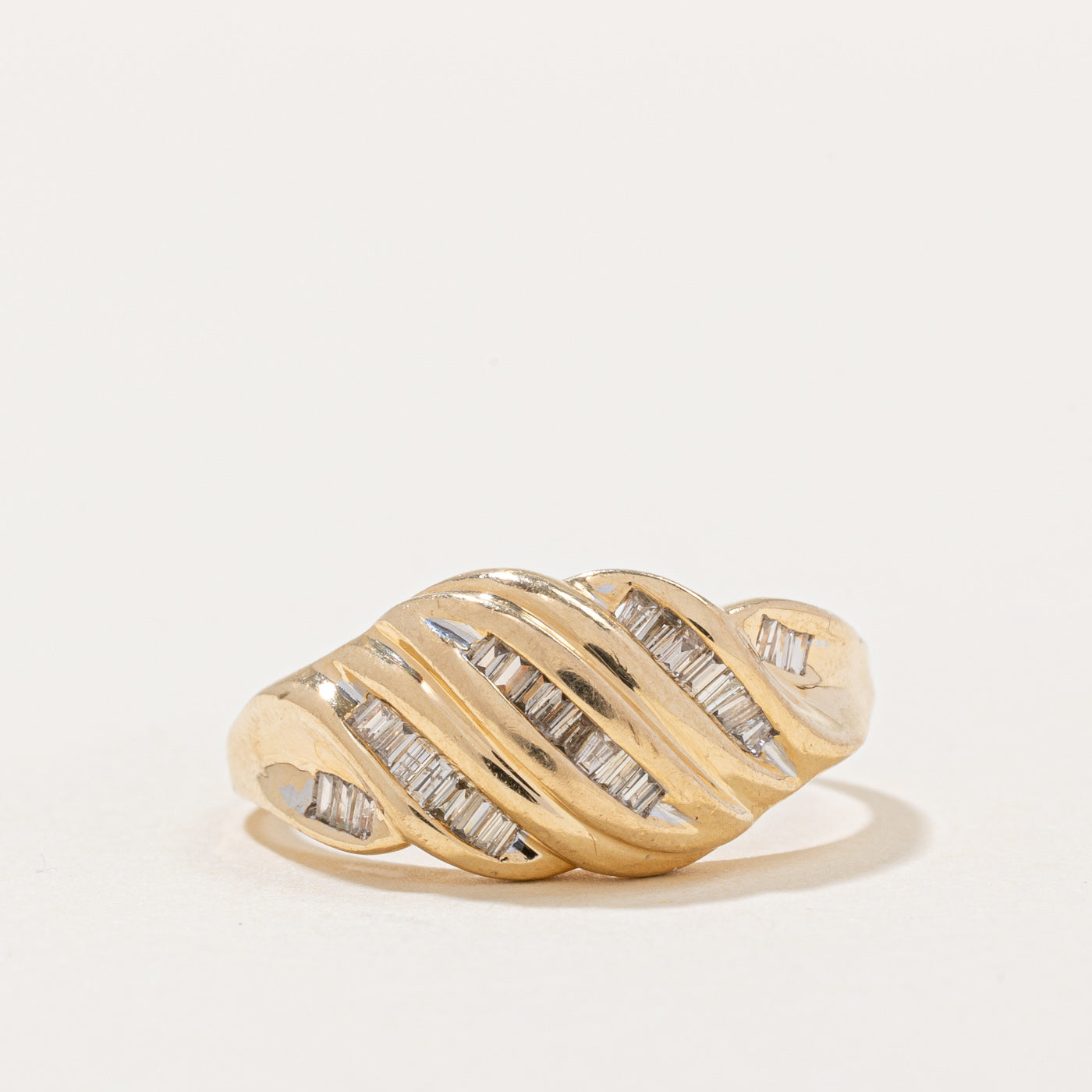 Baguette Cut Diamond Croissant Dome Ring | 0.28ctw | SZ 8.25 |