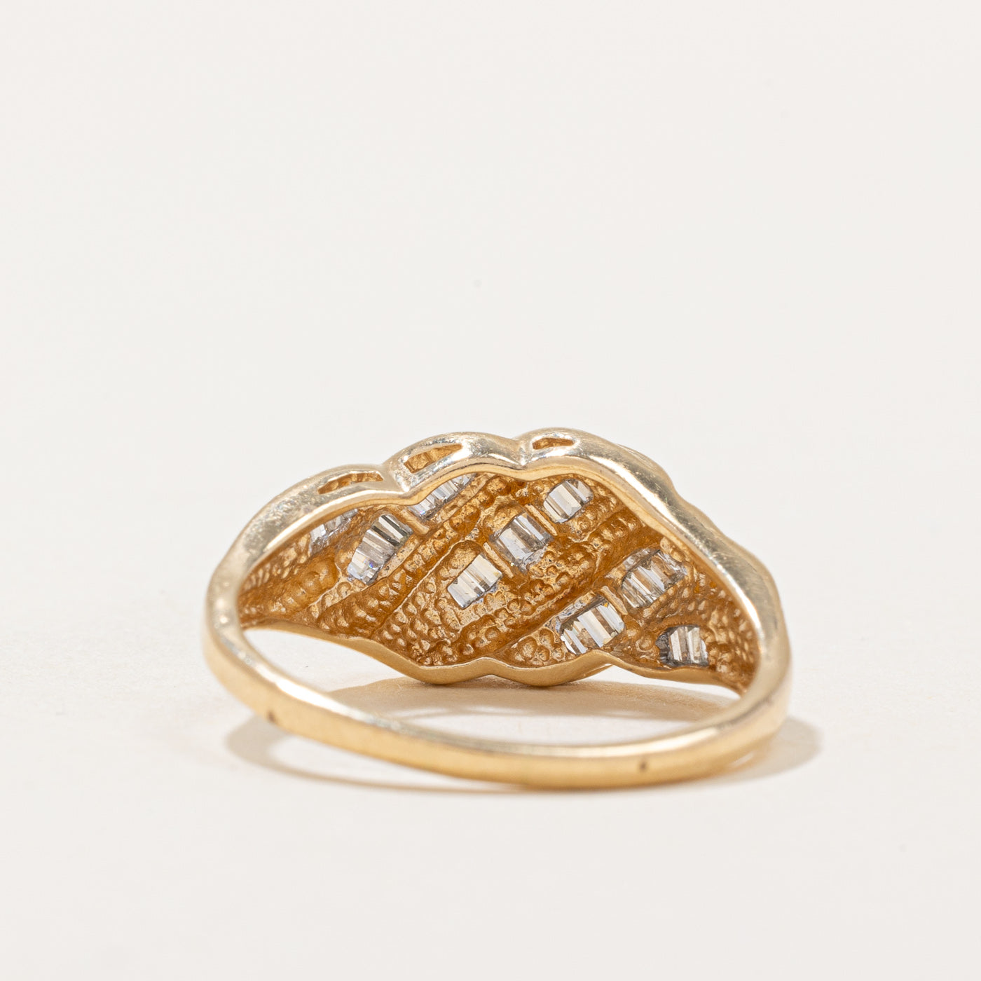 Baguette Cut Diamond Croissant Dome Ring | 0.28ctw | SZ 8.25 |
