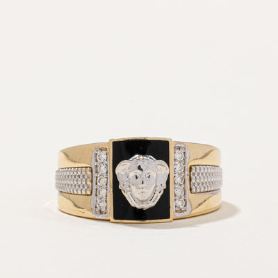 Diamond & Black Enamel Ring | 0.20ctw | SZ 9.75 |
