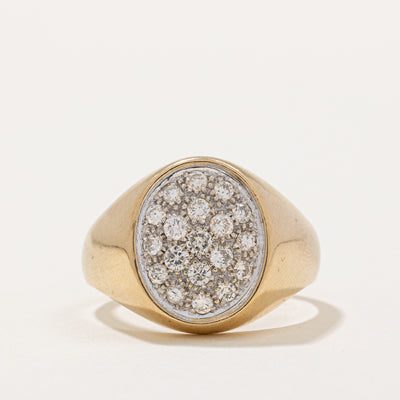 Pave Set Diamond Oval Shaped Signet Ring | 0.70ctw | SZ 11.75 |