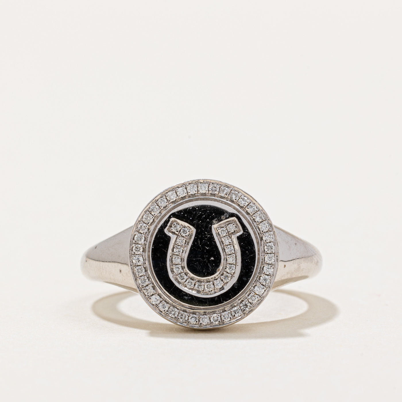 Diamond Horseshoe Signet Ring | 0.15ctw | SZ 6.75 |