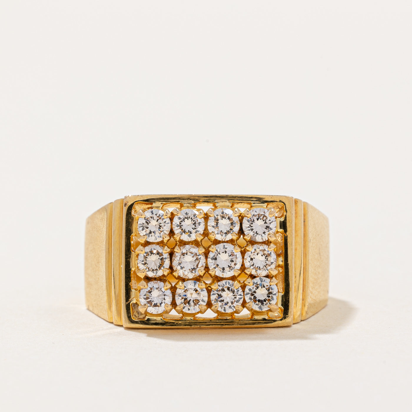 Diamond Grid Signet Ring | 0.97ctw | SZ 9.75 |