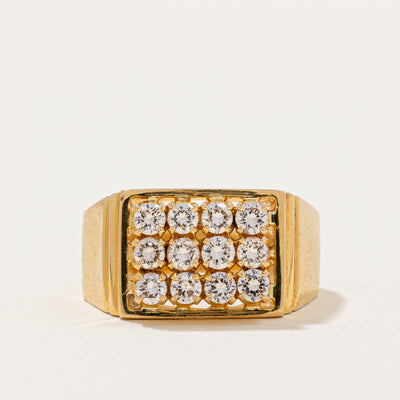 Diamond Grid Signet Ring | 0.97ctw | SZ 9.75 |