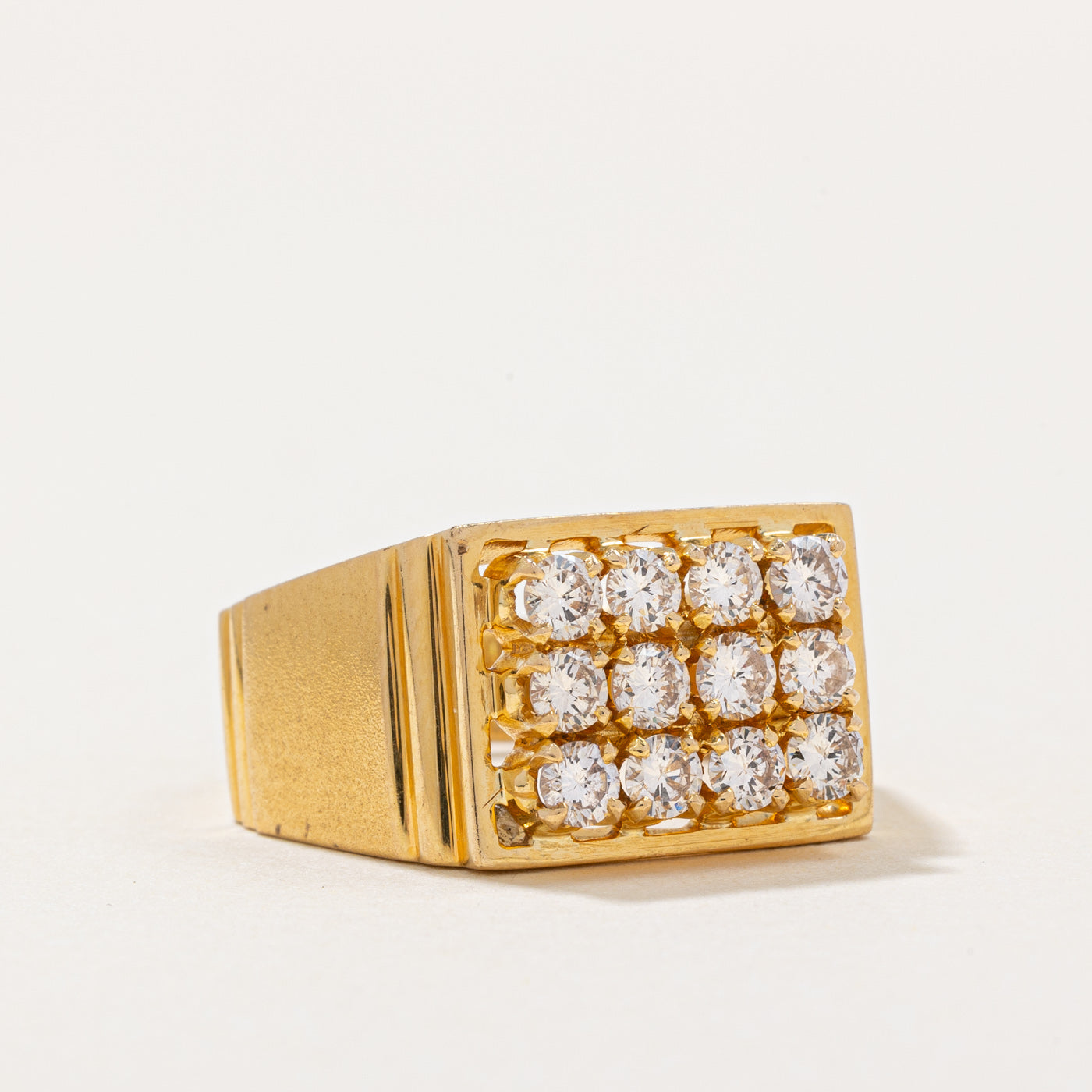 Diamond Grid Signet Ring | 0.97ctw | SZ 9.75 |