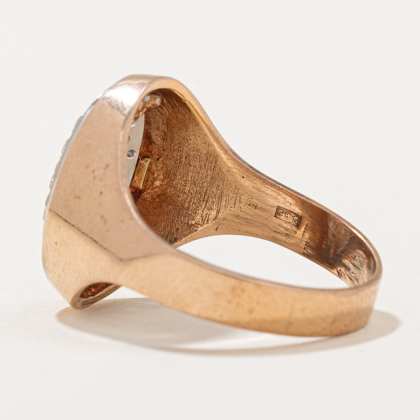 Pave Set Diamond Oval Signet Ring | 0.58ctw | SZ 9.5 |