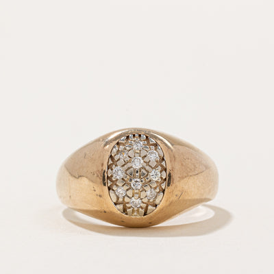 Pave Set Diamond Oval Shaped Signet Ring | 0.23ctw | SZ 10.5 |