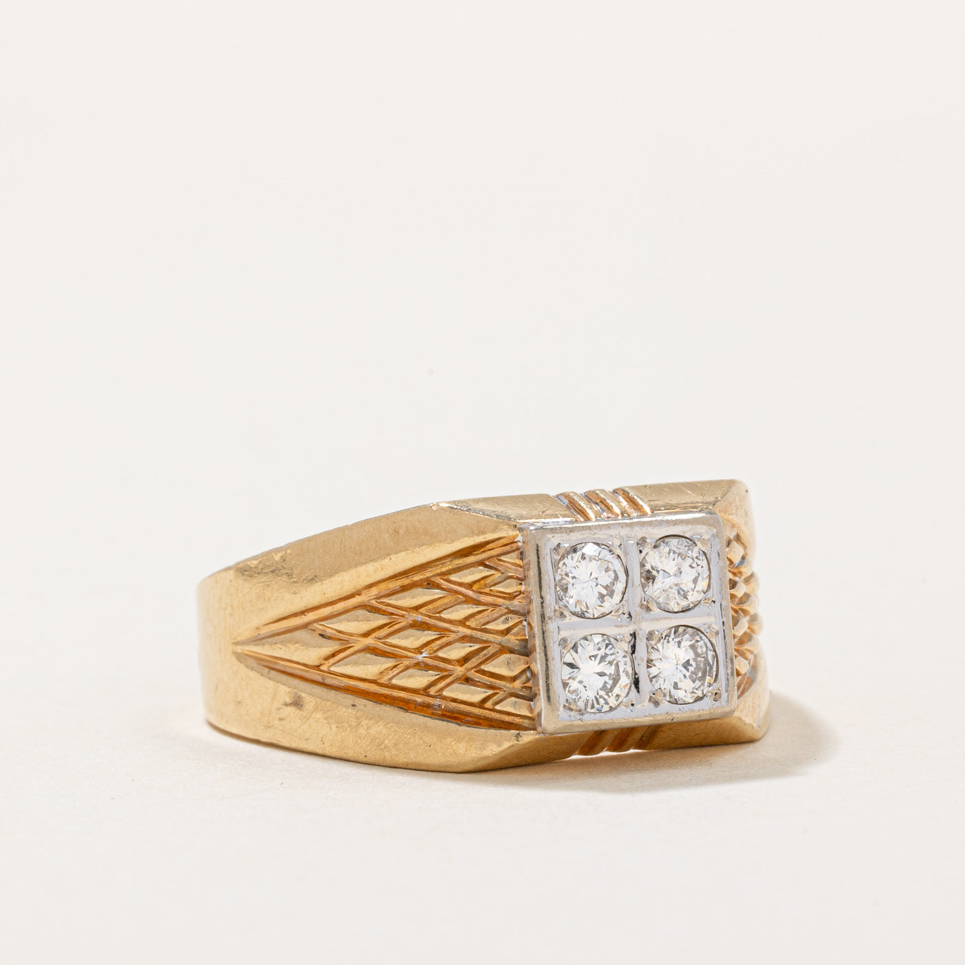 Illusion Set Diamond Textured Ring | 0.48ctw | SZ 11.5 |