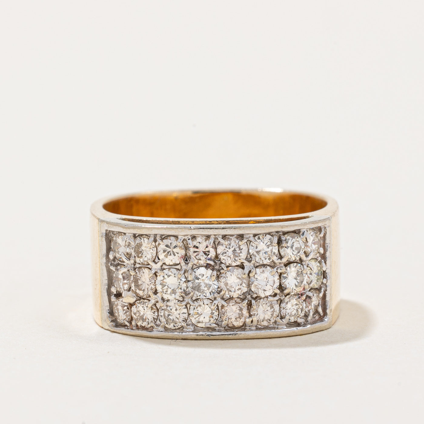Bague carrée souple sertie de diamants pavés | 1,00 ct au total | Taille 6,5 | 