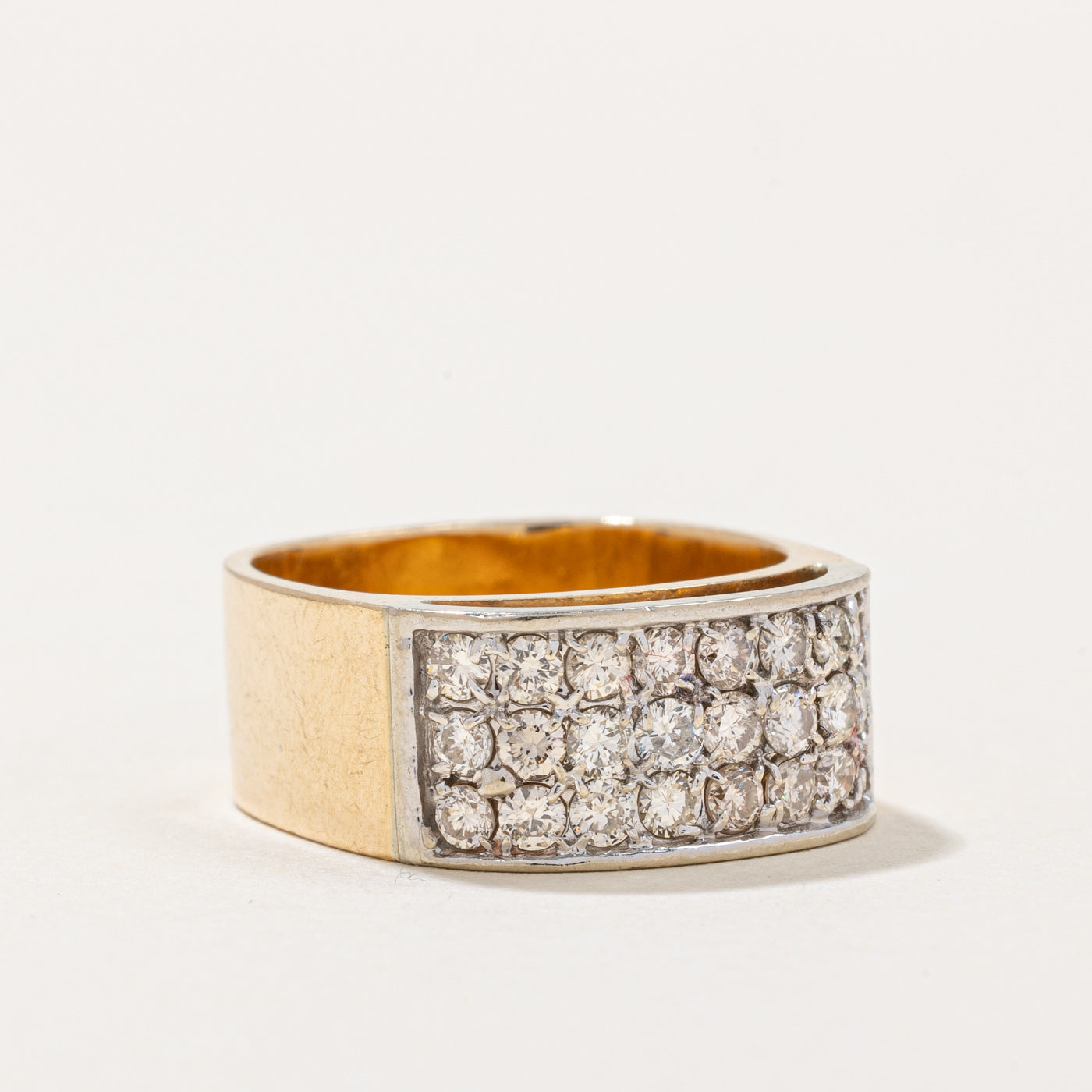 Bague carrée souple sertie de diamants pavés | 1,00 ct au total | Taille 6,5 | 