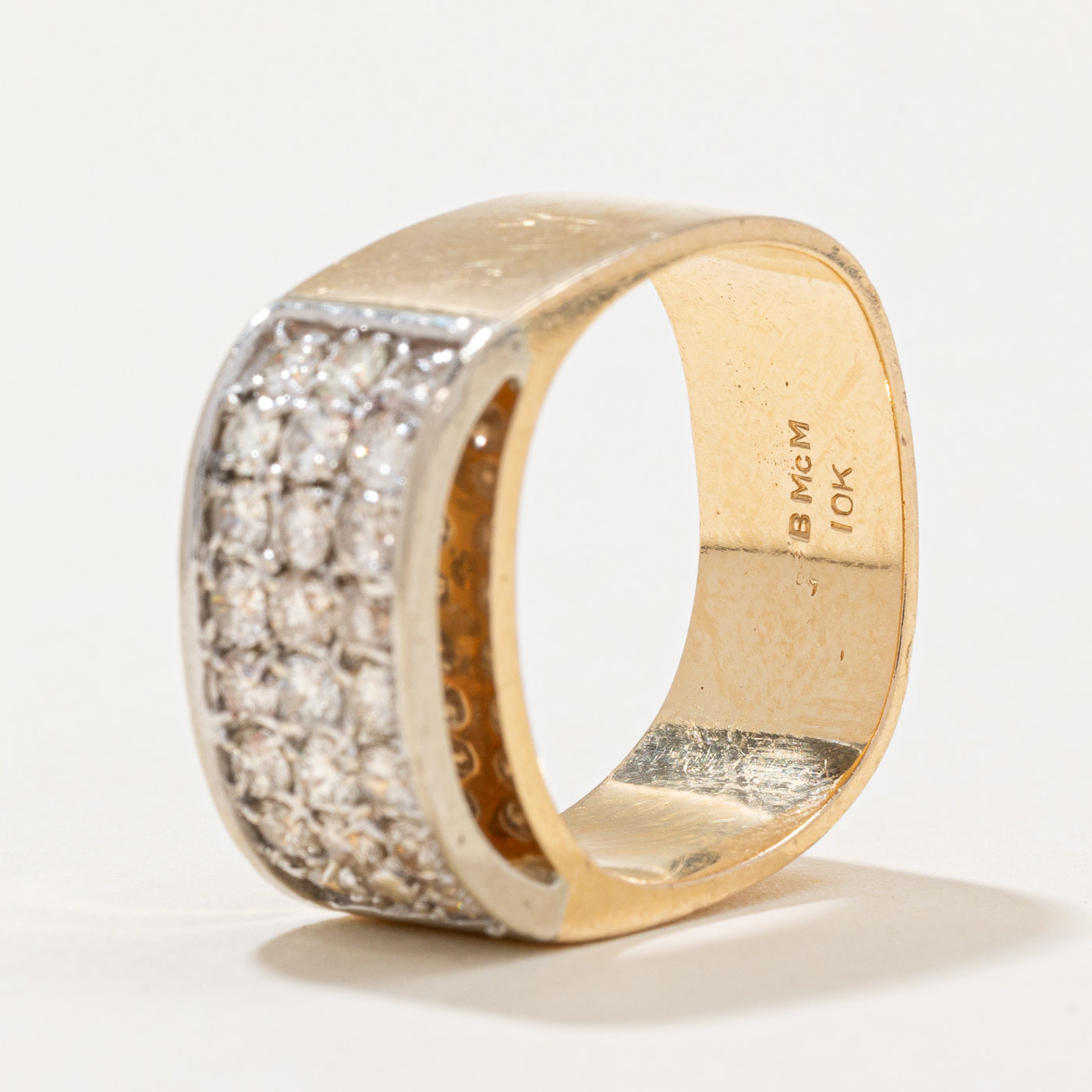 Bague carrée souple sertie de diamants pavés | 1,00 ct au total | Taille 6,5 | 