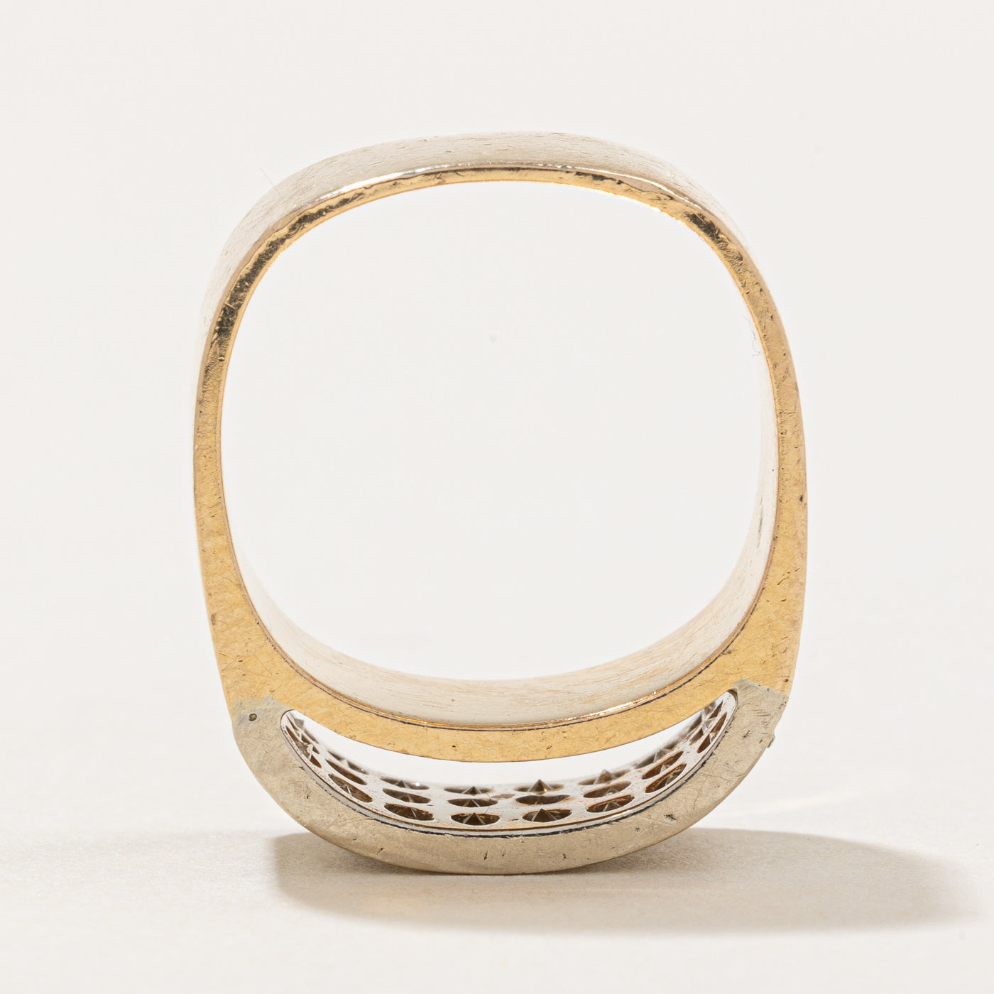 Bague carrée souple sertie de diamants pavés | 1,00 ct au total | Taille 6,5 | 
